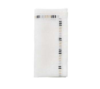 Kim Seybert Napkins: BACCARAT Harmonie in White, Black & Gold, Set of 4